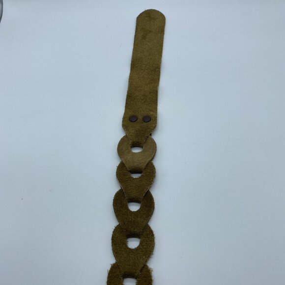 Tan Leather Loop Woven D Ring Belt Women's Size M End to End 34" - Picture 9 of 11